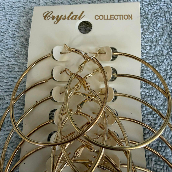 Crystal Collection Gold-Tone Hoop Earrings Set (Multi-Pair) for fashion only - Picture 3 of 7